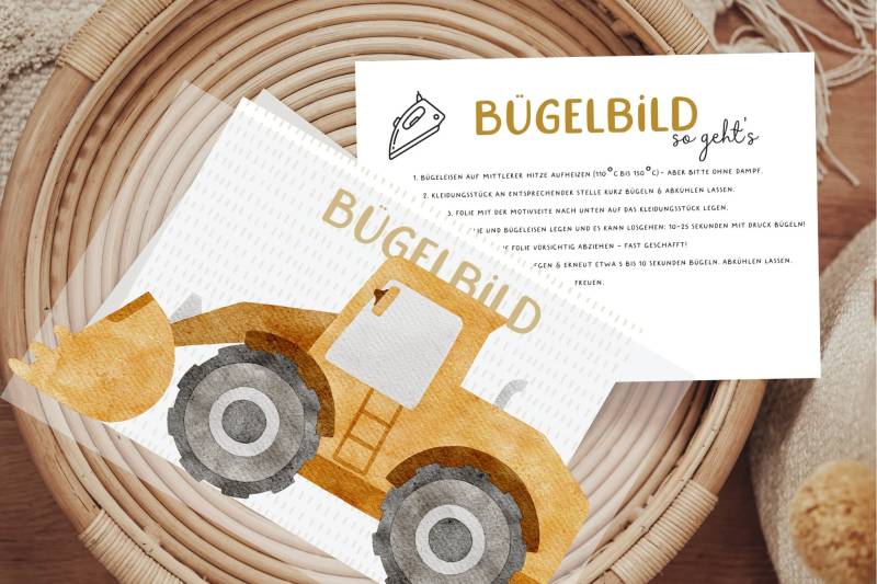 Bügelbild Schaufelbagger Baustelle Geburtstagsshirt von Lingerei