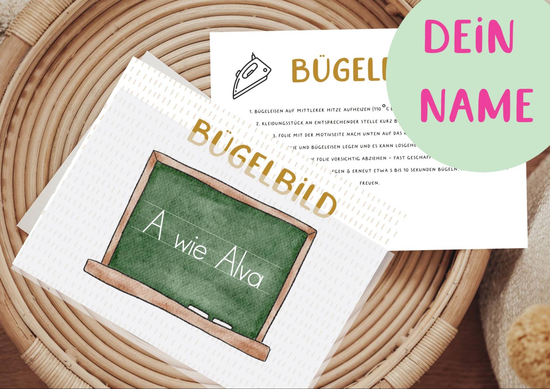 Bügelbild Schultafel Tafel Name Personalisiert Schriftart Geburtstag Einschulung von Lingerei