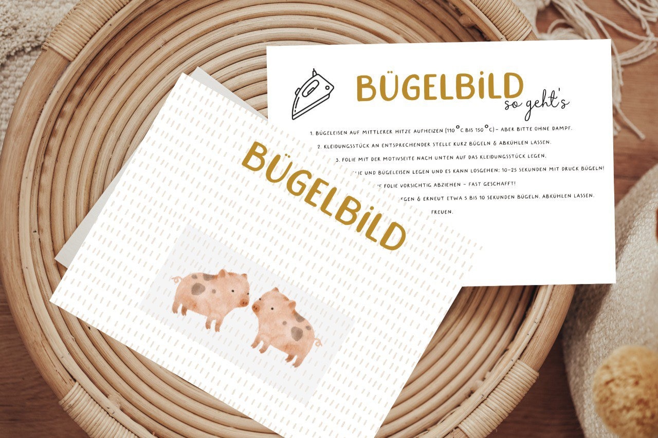 Bügelbild Schweinchen Schwein Schweine Bauernhof Tiere Landwirt Farm Patch Ferkel von Lingerei