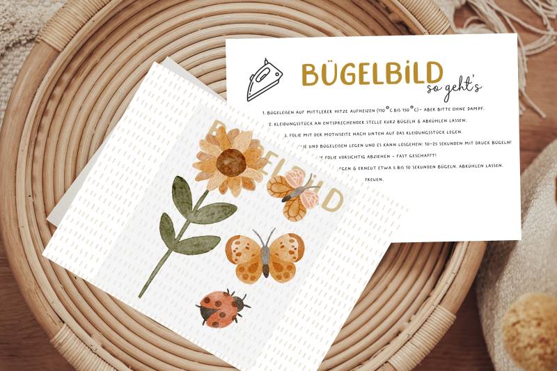 Bügelbild Sonnenblume Sommer Schmetterling Marienkäfer Niedlich Diy Shirt von Lingerei