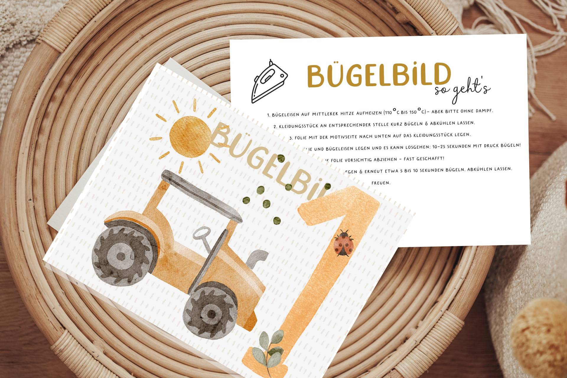 Bügelbild Traktor Trecker Geburtstagsshirt Erster Geburtstag Zahl Aufbügler Patch von Lingerei