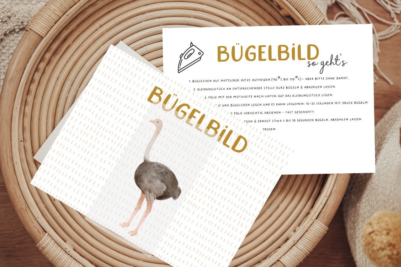 Bügelbild Vogelstrauß Strauß Emu Vogel Natur Bauernhof Farm Tier Patch Iron On von Lingerei