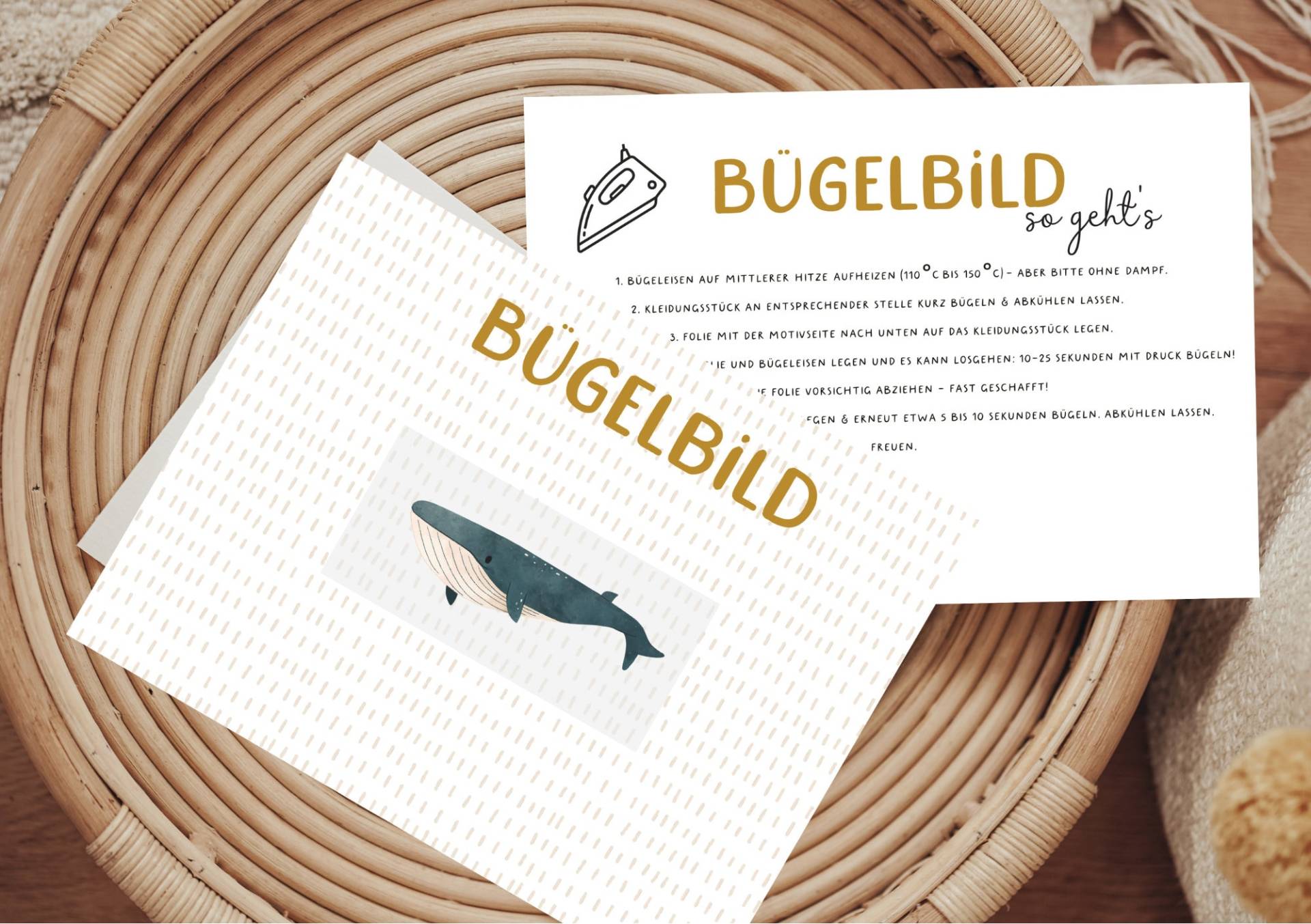 Bügelbild Wal Mini Aufbügler Patch von Lingerei