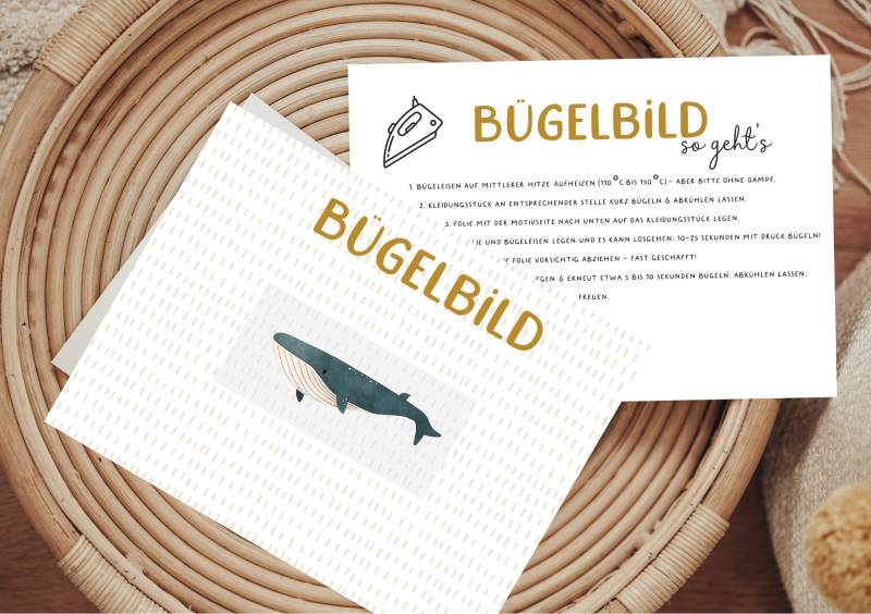 Bügelbild Wal Mini Aufbügler Patch von Lingerei