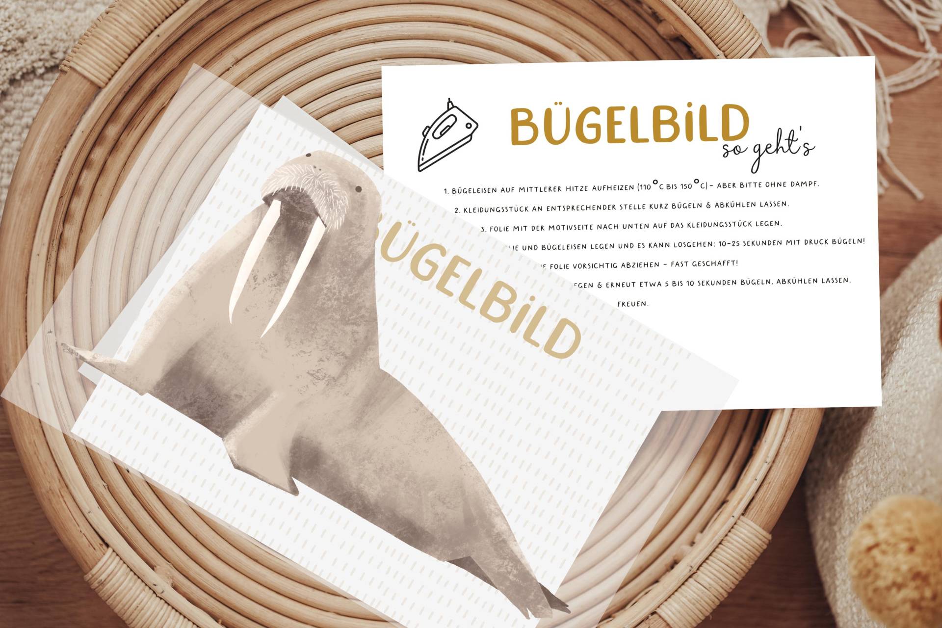 Bügelbild Walross Südpol Advent Weihnachten Herbst Aufbügler Patch Meerestiere von Lingerei