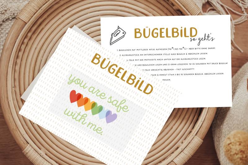 Bügelbild You Are Safe With Me Rainbow Liebe Aufbügler Patch Erwachsene von Lingerei