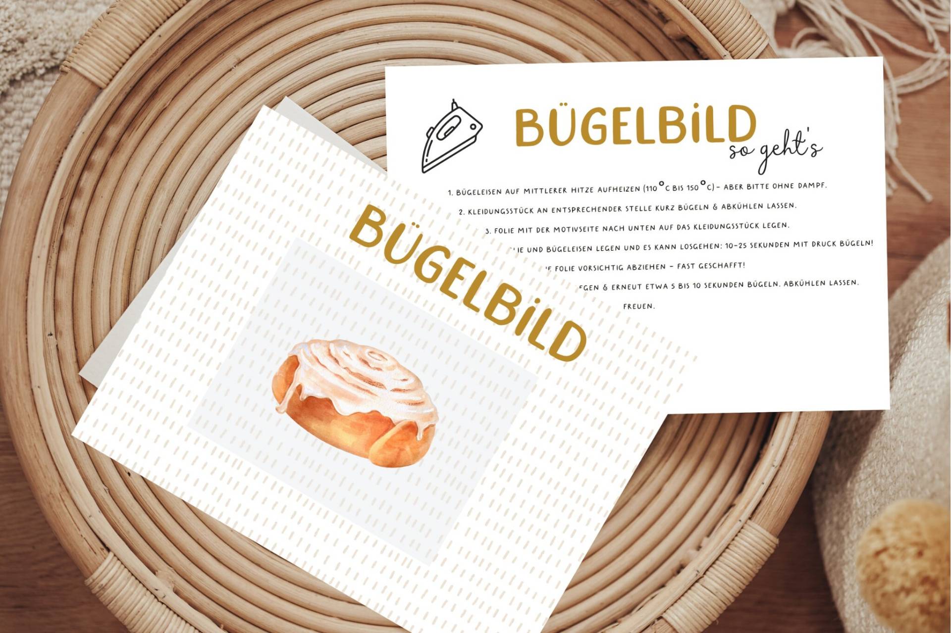 Bügelbild Zimtschnecke Kanelbullar Schweden Aufbügler Patch von Lingerei