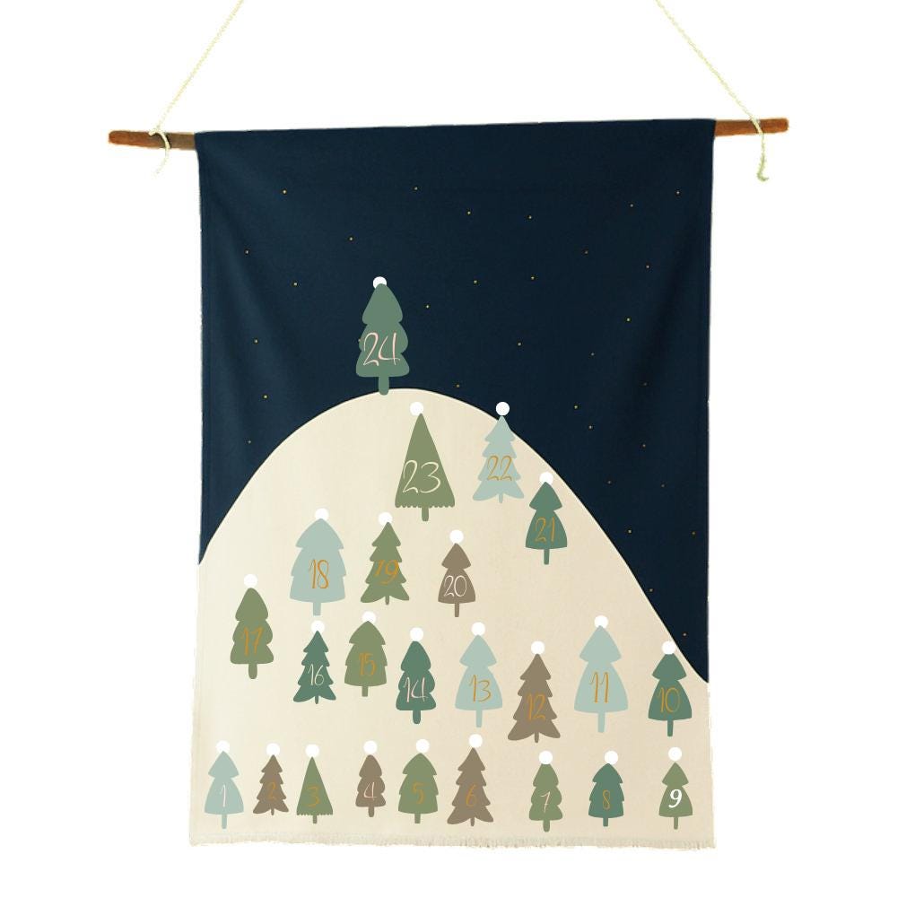 Nachhaltiger Adventskalender Tannen Grün Wiederverwendbar von Lingerei