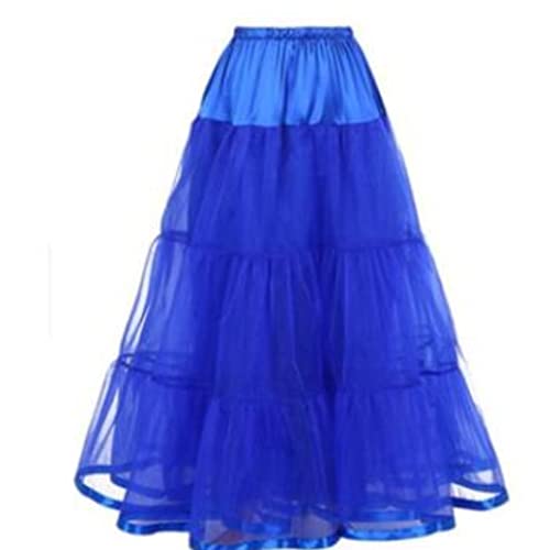 Linghe 50er Langer Petticoat gekräuselte Krinoline Vintage Hochzeit Braut Petticoat für Brautkleider Unterrock Rockabilly Tutu Rock (Royalblau, XL) von Linghe