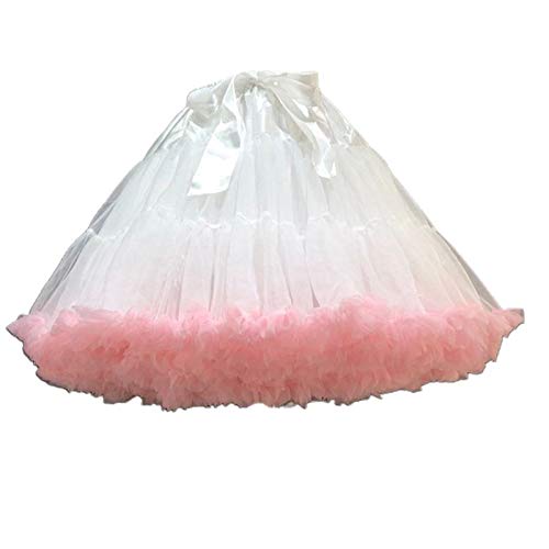 Linghe Damen Elastische Taille Tüll Petticoat Tutu Party Mehrschichtiger Puffy Cosplay Rock Unterrock (Rosa) von Linghe