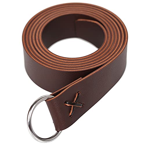Linghe Mittelalterlicher Leder Wikinger Rindsseilgürtel LARP Renaissance Gürtel O-Ring (Kaffee) von Linghe