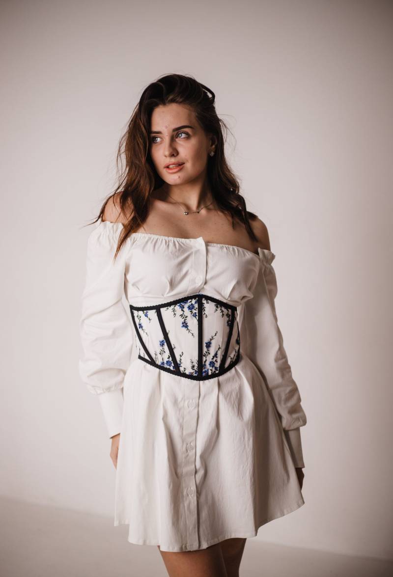 Blaues Korsett, Unterbrustkorsett Mit Blumen Gestickt, Spitzen Cupless Renaissance Überbrust Korsett Unterwäsche Blaues Korsett, Unterbrustkorsett Mit Blumen Gestickt, Spitzen Cupless Renaissance Überbrust Korsett Unterwäsche von LinheartLingerie