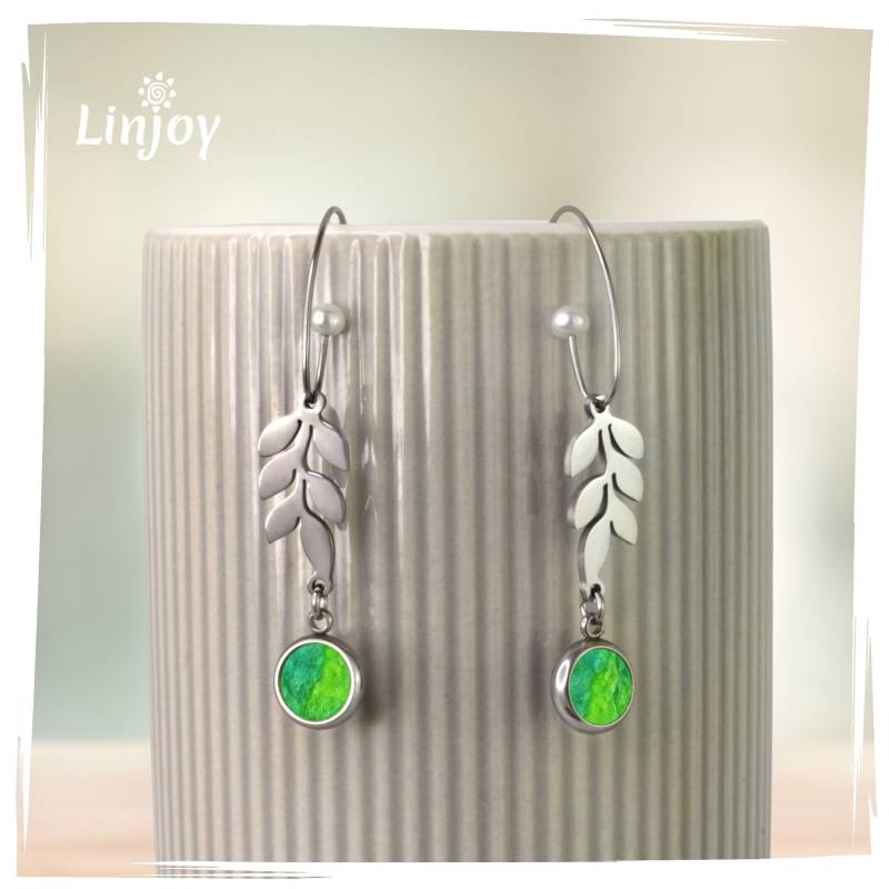 Ausgefallene Lange Designer Ohrringe Aus Edelstahl, Creole Mit Anhänger, Blatt, Farbauswahl, Antiallergen, Linjoy Jewelry von LinjoyJewelry