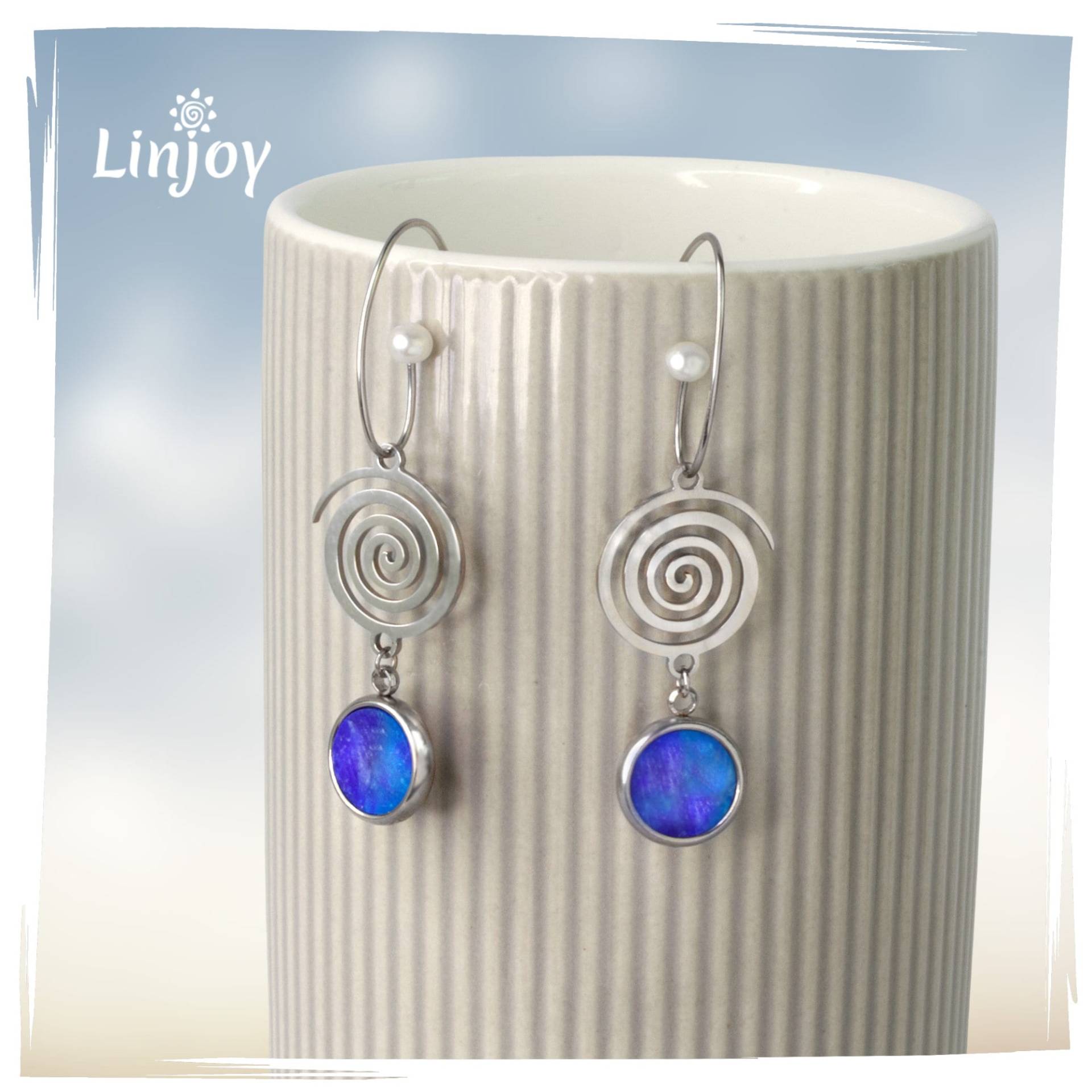 Ausgefallene Lange Ohrringe Aus Edelstahl, Creole Mit Anhänger, Spirale Ohrring, Perle, Farbauswahl, Antiallergen, Linjoy Jewelry Ausgefallene Lange Ohrringe Aus Edelstahl, Creole Mit Anhänger, Spirale Ohrring, Perle, Farbauswahl, Antiallergen, Linjoy Jewelry von LinjoyJewelry