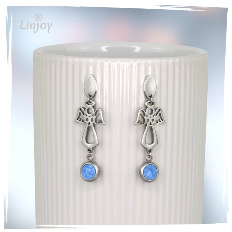 Edelstahl Ohrringe Hängend Engel Aus Chirurgenstahl Ausgefallene Für Allergiker Linjoy Jewelry von LinjoyJewelry