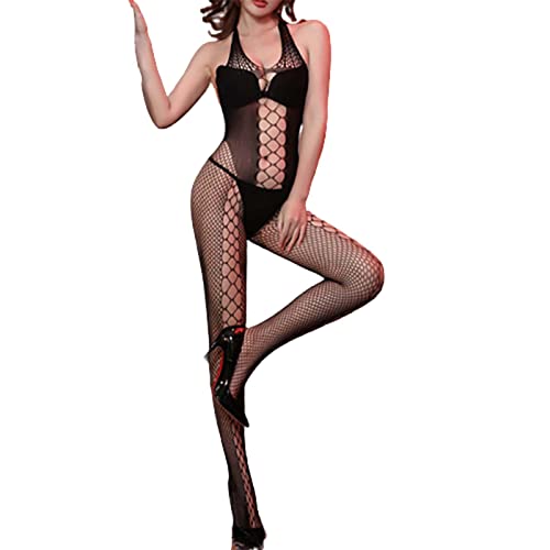 Linkay Sexy Dessous Three Points Passion Enge Strümpfe Zerreißbares Sexy Netz-Kleidungsset Body Mit Halsband von Linkay