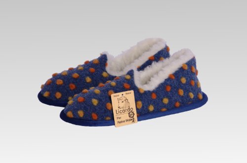 Linke Licardo Hausschuhe in Mokassin Form, innen mit Schafwolle gefüttert blau, 40/41 von Linke Licardo