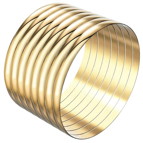 Linkidea Armreif-Set in Übergröße für Damen, 8er-Set, extra große, runde, goldene Armreifen aus Edelstahl, 9,8 Zoll (XXL) von Linkidea
