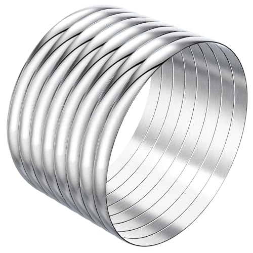 Linkidea Armreif-Set in Übergröße für Damen, 8er-Set extra große runde silberne Armreifen aus Edelstahl, 9,2 Zoll (XL) von Linkidea