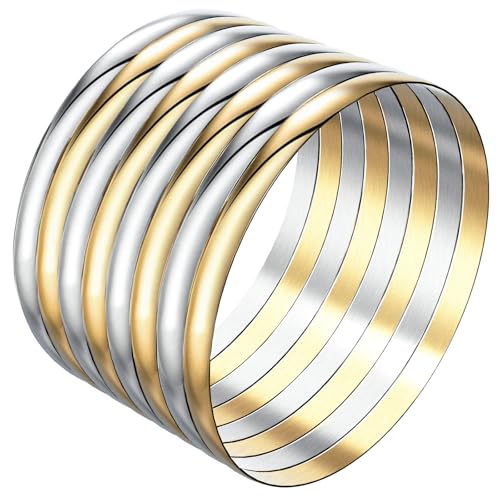 Linkidea Armreif-Set in Übergröße für Damen, 8er-Set extragroße, runde, goldene Armreifen aus Edelstahl, 9,2 Zoll (XL) von Linkidea