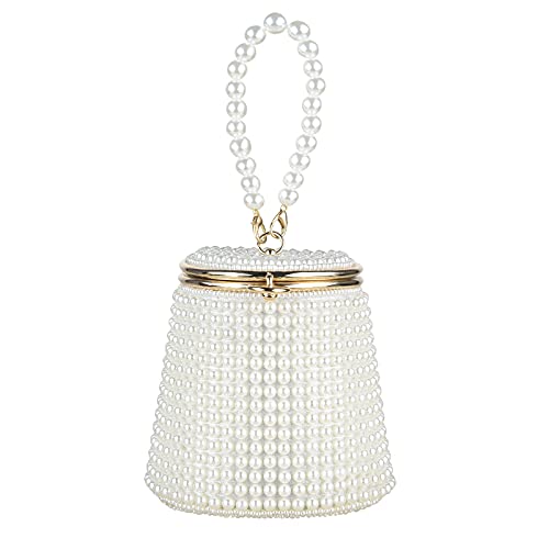 Linkidea Frauen-Perlen-Perlen-Geldbörse, Mini-Abend-Eimer-Clutch-Tasche, kleine Dame-Partei-Abschlussball-Hochzeits-handgemachter Handgriff-Handtasche von Linkidea