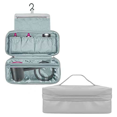 Linkidea Reise-Tragetasche, kompatibel mit Dyson Airwrap Styler, tragbarer hängender Haartrockner, Lockenwickler, Glätteisen-Organizer, Reisetasche mit Haken (Grau), grau, Modern von Linkidea