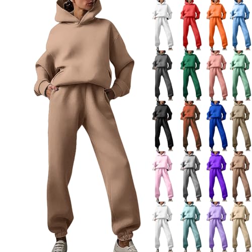 Jogginganzug Damen Set Elegant Langarm Trainingsanzug Sport Hosenanzug Damen Casual Hoodie Und Jogginghose 2 Teilig Outfit Outdoor Sportanzug Warm Hausanzug Bequeme Freizeitanzug Tracksuit von Linkpig