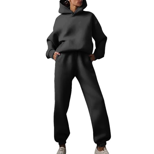 Jogginganzug Damen Set Elegant Langarm Trainingsanzug Sport Hosenanzug Damen Casual Hoodie Und Jogginghose 2 Teilig Outfit Outdoor Sportanzug Warm Hausanzug Bequeme Freizeitanzug Tracksuit von Linkpig