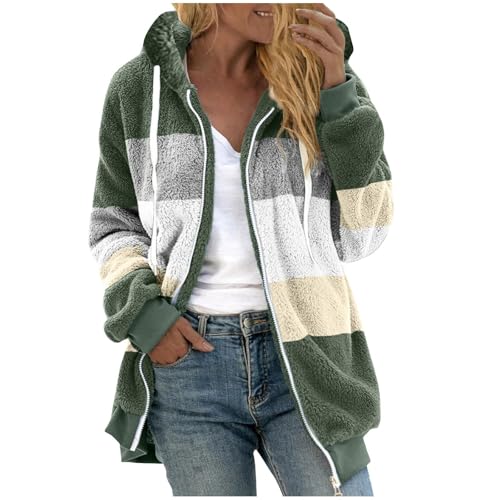 Linkpig Fleecejacke Damen Winterjacke Warm Teddyjacke Herbst Wintermantel Hoodie Kapuzenpullover Teddy-Fleece Jacke Fellmantel PlüSchjacke Mit Taschen üBergangsjacke PlüSchjacke von Linkpig