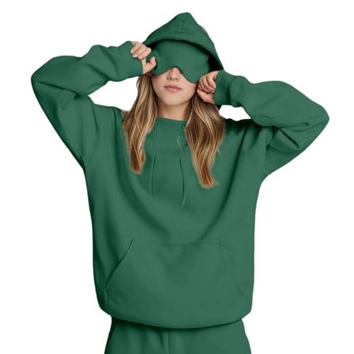 Linkpig Travel Hoodie Damen Oversize Pullover Mit Integrierter Augenmaske Sweatshirt mit Vielen Tasche Schlafmaske Kapuzenpullover Im Flugmodus, Pulli Sweatjacke Sport Oberteile Tops Streetwear von Linkpig