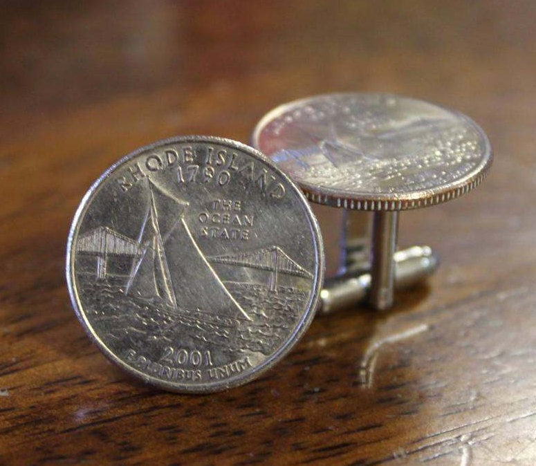 Rhode Island Manschettenknöpfe Münz Manschettenknöpfe von LinksOffTheCuff