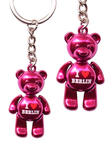 Schlüsselanhänger keychain keyring I Love Berlin Souvenir Berliner Bär (Hot Pink, ca. 47x30x18 Minimiter) von Linktop