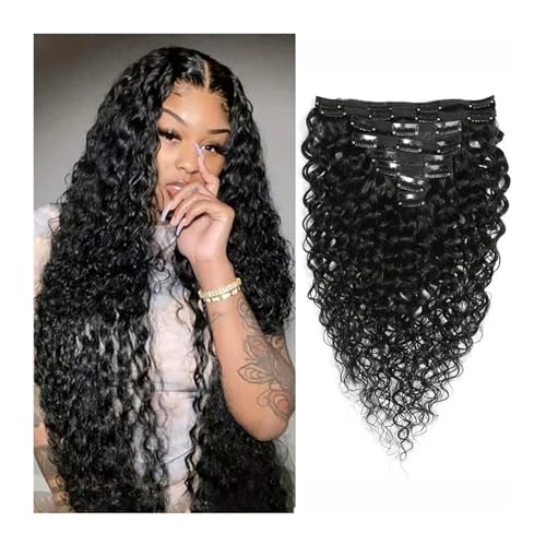 Haarverlängerungen 10-24 Zoll lockiges Echthaar Clip-in-Extensions for schwarze Frauen, Clip-in-Echthaarverlängerungen, natürliche schwarze Farbe, 100% brasilianische Haarverlängerung, 8 Stück/Set Na Haarverlängerungen 10-24 Zoll lockiges Echthaar Clip-in-Extensions for schwarze Frauen, Clip-in-Echthaarverlängerungen, natürliche schwarze Farbe, 100% brasilianische Haarverlängerung, 8 Stück/Set Na von Linmeas-753