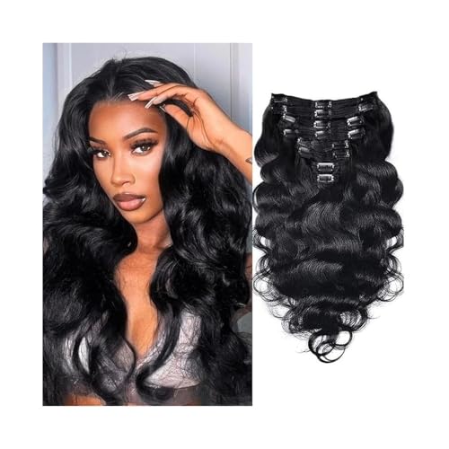 Haarverlängerungen 10"-26" Body Wave Clip in Hair Extensions Real Human Hair Clip ins Brazilian Remy Hair Seamless Clip in Wave Curly Hair Extensions for Black Women Natürliches Menschenhaar(24inches von Linmeas-753