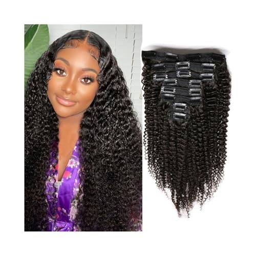 Haarverlängerungen Deep Wave Clip-in-Haarverlängerungen for Frauen, 8 Stück, Doppelschuss, gewellt, lockiges Clip-in-Haar, Remy-Haar, dick bis zu den Enden, mit 18 Clips Natürliches Menschenhaar(22inc von Linmeas-753