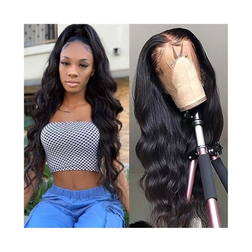 Linmeas-753 Perücke Perücken 13x4 Body Wave Lace Front Echthaarperücken 180 Dichte Vorgezupfte gebleichte Knoten mit Haar Indische Echthaarperücken für Frauen Natürliche Tägliche Verwendung(18inches) von Linmeas-753
