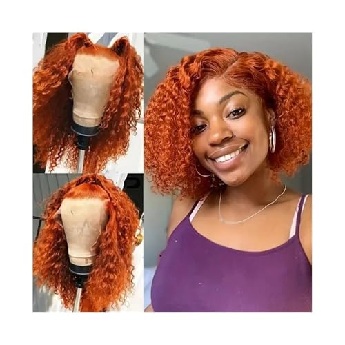 Perücke Perücken Deep Wave Lace Front Perücke T-Teil Lace Front Echthaar Perücken Vorgezupft Farbige Bob Perücken für Frauen Natürliche Tägliche Verwendung(8inches) von Linmeas-753