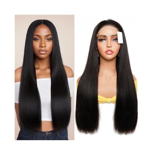 Perücke Perücken Echthaarperücke 4×4 HD Lace Front Perücken Echthaar 300% Dichte Knochen gerade brasilianische echte Lace Frontalperücken für Frauen Natürliche Tägliche Verwendung(22inches) von Linmeas-753