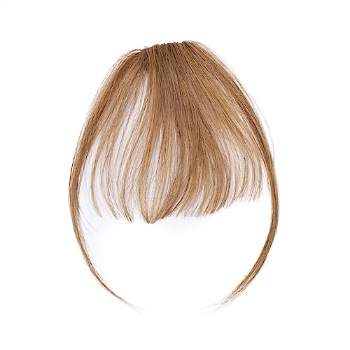 Pony Haarspange Echthaar Clip-in-Pony, Air Bangs, dünnes, unsichtbares künstliches Haarteil, Clip-in-Fransen-Echthaarverlängerung for Frauen für den täglichen Gebrauch (Size : Blunt Bangs, Color : 1 von Linmeas-753