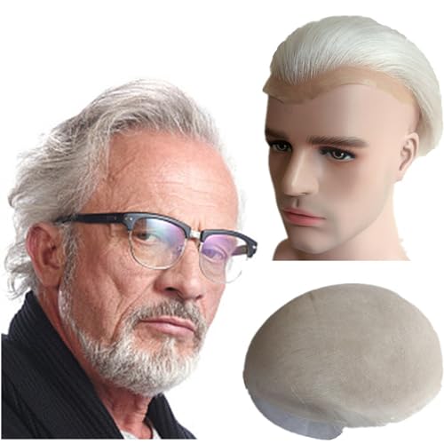 Toupet für Männer 10 * 8 haar teile Toupet for Männer Echthaar Prothese Herren Schweizer Spitze Haar Ersatz System Haar einheiten basis Natürlich aussehende Haarteile(Color:Ash blonde) von Linmeas-753