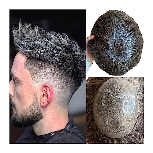 Toupet für Männer Toupet for Männer, 0,04–0,06 mm dünne PU-Haut, männliche Haarprothese, Einheit 1B#, gebrochenes Schwarz mit grauer Farbe, Echthaar-Perücke, Herren-Haarteil mit glattem Haarsystem Nat Toupet für Männer Toupet for Männer, 0,04–0,06 mm dünne PU-Haut, männliche Haarprothese, Einheit 1B#, gebrochenes Schwarz mit grauer Farbe, Echthaar-Perücke, Herren-Haarteil mit glattem Haarsystem Nat von Linmeas-753