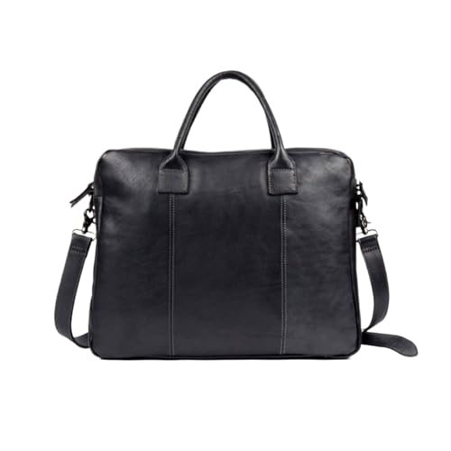 Linmind Herren Laptoptaschen Handtaschen Aktentaschen Echtes Leder Messenger Schultertaschen Casual Daypacks(Black) von Linmind