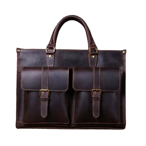 Linmind Herren Laptoptaschen Handtaschen Aktentaschen Echtes Leder Messenger Schultertaschen Gepäck Casual Daypacks(Brown) von Linmind