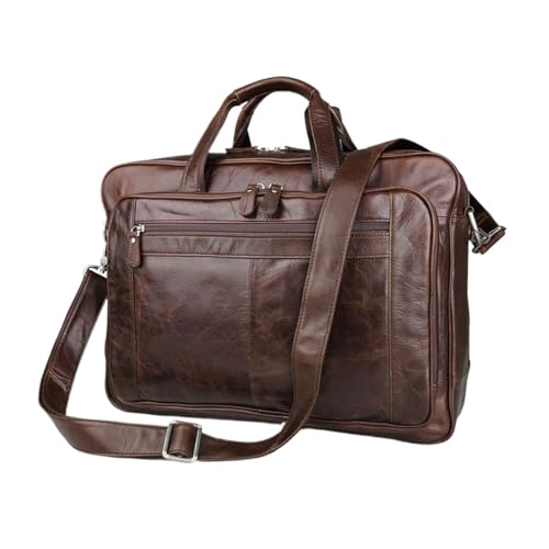 Linmind Reisegepäck Handtaschen Herren Laptoptaschen Aktentaschen Echtes Leder Messenger Schultertaschen Tragetaschen(Brown) von Linmind