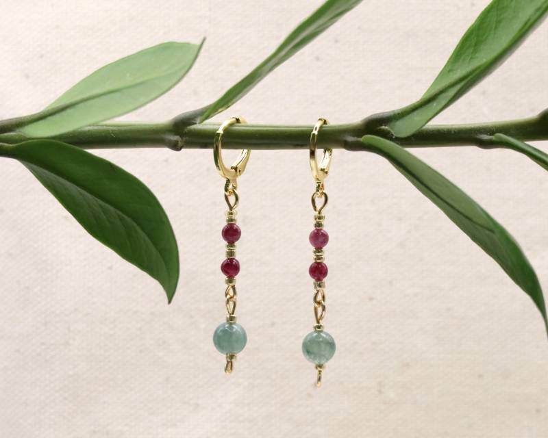 Boho Hängeohrringe Mit Bunten Naturstein-Perlen | Handgemachte Goldene Ohrringe Jaspis Und Granat Mix & Match Lorena Boho Hängeohrringe Mit Bunten Naturstein-Perlen | Handgemachte Goldene Ohrringe Jaspis Und Granat Mix & Match Lorena von LinneaJewelleryDE
