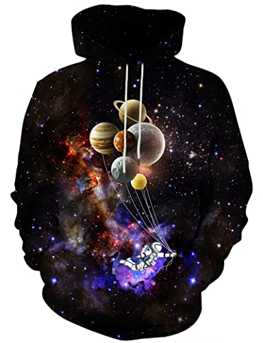 Linnhoy Unisex 3D Printed Hooded Sweatshirt Casual Pullover Hoodie mit großen Taschen, Txin Schwarz, Small von Linnhoy