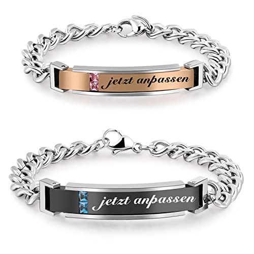 Männer und Frauen Edelstahl personalisierte Armband benutzerdefinierte Gravur Link Armbänder für Paare von Thintom