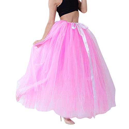 LINNUO Damen Langer Tüllrock Unterrock Petticoat Tüll Mit Bund Maxi Rock Prinzessin Tüll Rock von Linnuo