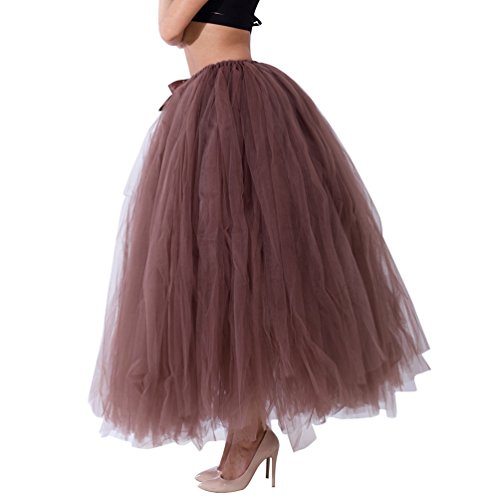 LINNUO Damen Langer Tüllrock Unterrock Petticoat Tüll Mit Bund Maxi Rock Prinzessin Tüll Rock von Linnuo