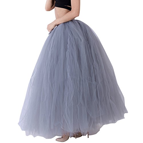 LINNUO Damen Langer Tüllrock Unterrock Petticoat Tüll Mit Bund Maxi Rock Prinzessin Tüll Rock von Linnuo